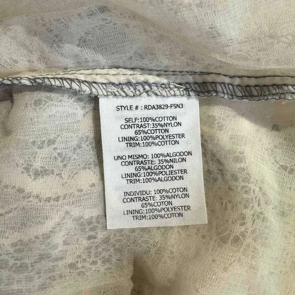 Ryu Anthropologie Peasant Dress Lace Detail Spring Cottagecore Tie Back Medium - Picture 11 of 15